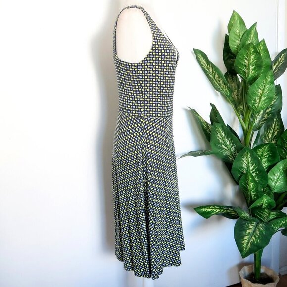 Boden Willa Navy Blue & Green Apple Print Jersey Surplice V-neck Midi Dress 8 - Picture 6 of 12